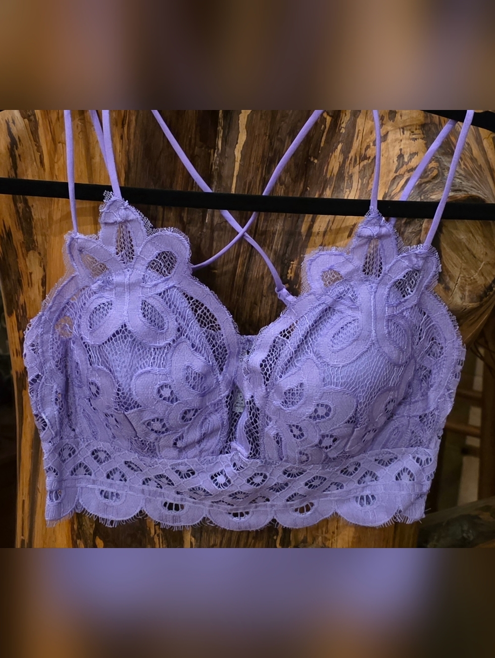 Set Of 3,New, 3 Pcs Lace Bralettes in Black, Lavender and Peach - Picture 4 of 9